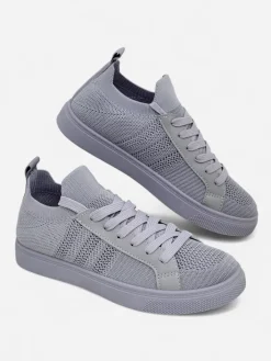 Trampki^Royalfashion Androsia Gray Sneakers – Stylowe buty sportowe płaskie na lato i wiosnę gołębi szary