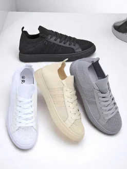 Trampki^Royalfashion Androsia Gray Sneakers – Stylowe buty sportowe płaskie na lato i wiosnę gołębi szary