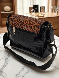 Małe Torebki^Royalfashion Athena Nero - stylowa torebka damska lakierowana z panterką czarny