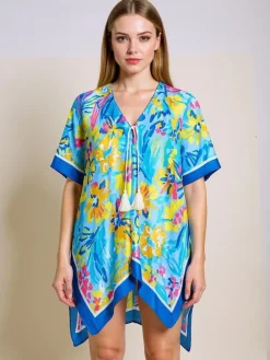 Narzutka Plażowa|Bluzki / Koszule / Koszulki^Royalfashion Aurelia Blue Pareo – Letnie pareo damskie do kolan z dekoltem V Wielokolorowe