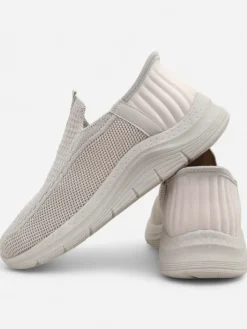 Ugc|Bieganie, Ćwiczenia I Trening^Royalfashion Aurelia Comfort Beżowe Slip On Damskie Buty z Tkaniny Na Płaskim Obcasie beżowy