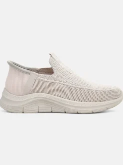 Ugc|Bieganie, Ćwiczenia I Trening^Royalfashion Aurelia Comfort Beżowe Slip On Damskie Buty z Tkaniny Na Płaskim Obcasie beżowy