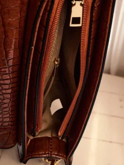 Małe Torebki^Royalfashion Aurelia Elegante - Mini torebka damska zamszowo-patentowa Venezia Classico Camel