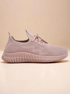 Ugc|Sportowe^Royalfashion Aurelia Rosa – damskie buty sportowe z tkaniny, różowe, płaski obcas różowy