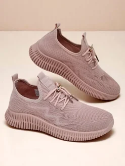 Ugc|Sportowe^Royalfashion Aurelia Rosa – damskie buty sportowe z tkaniny, różowe, płaski obcas różowy