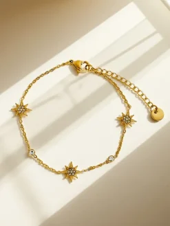 Biżuteria^Royalfashion Aurelia Stella – pozłacana bransoletka z greckimi gwiazdami i kryształami