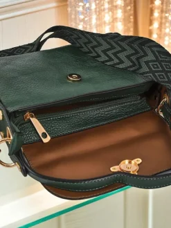 Małe Torebki^Royalfashion Aurelia Verde – damska torebka ze skóry ekologicznej z ozdobą zielony