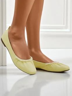 Buty Na Wielkie Wyjście|Baleriny Klasyczne^Royalfashion Baleriny Damskie Aurelia Bella w Żółtym Kolorze ze Skóry Ekologicznej żółty