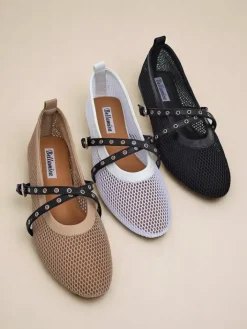 Baleriny Klasyczne^Royalfashion Baleriny Arethusa Nero z siateczki na płaskim obcasie czarny