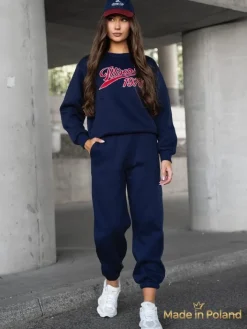 Komplety Damskie^Royalfashion Bawełniany Damski komplet dresowy Win 1975 Granatowy