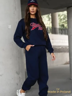 Komplety Damskie^Royalfashion Bawełniany Damski komplet dresowy Win 1975 Granatowy
