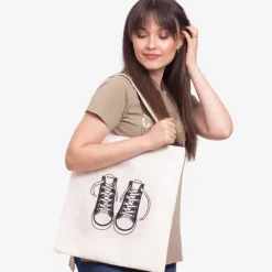 Materiałowe^Royalfashion Biała materiałowa torba z nadrukiem - Akcesoria