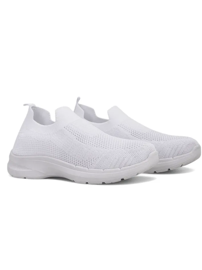 Bieganie, Ćwiczenia I Trening^Royalfashion Biale Damskie Sneakersy Wsuwane Aura Bianca - Lekkie i Oddychajace na Lato Wiosne