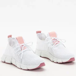 Bieganie, Ćwiczenia I Trening^Royalfashion Biało- różowe sportowe buty damskie Baym - Obuwie Jasnoróżowy