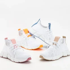 Bieganie, Ćwiczenia I Trening^Royalfashion Biało- różowe sportowe buty damskie Baym - Obuwie Jasnoróżowy