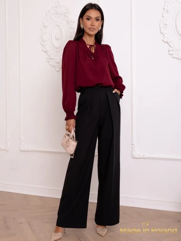 Bluzki / Koszule / Koszulki^Royalfashion Bluzka damska z ozdobnym dekoltem Frankie Bordowy