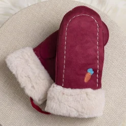 Rękawiczki^Royalfashion Bordowe dziecięce rękawiczki na sznurku i z jednym palcem - Rękawiczki Bordowy