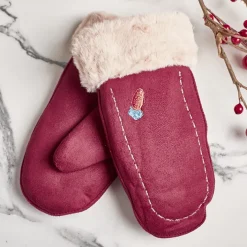 Rękawiczki^Royalfashion Bordowe dziecięce rękawiczki na sznurku i z jednym palcem - Rękawiczki Bordowy