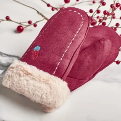 Rękawiczki^Royalfashion Bordowe dziecięce rękawiczki na sznurku i z jednym palcem - Rękawiczki Bordowy