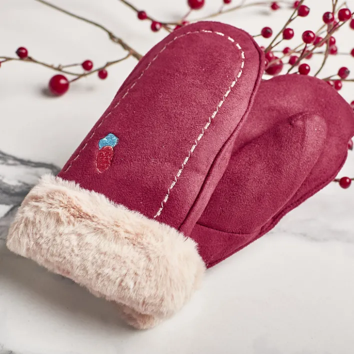 Rękawiczki^Royalfashion Bordowe dziecięce rękawiczki na sznurku i z jednym palcem - Rękawiczki Bordowy