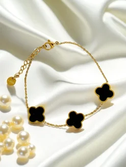 Biżuteria^Royalfashion Bransoletka Aurelia Nero Fiore pozłacana