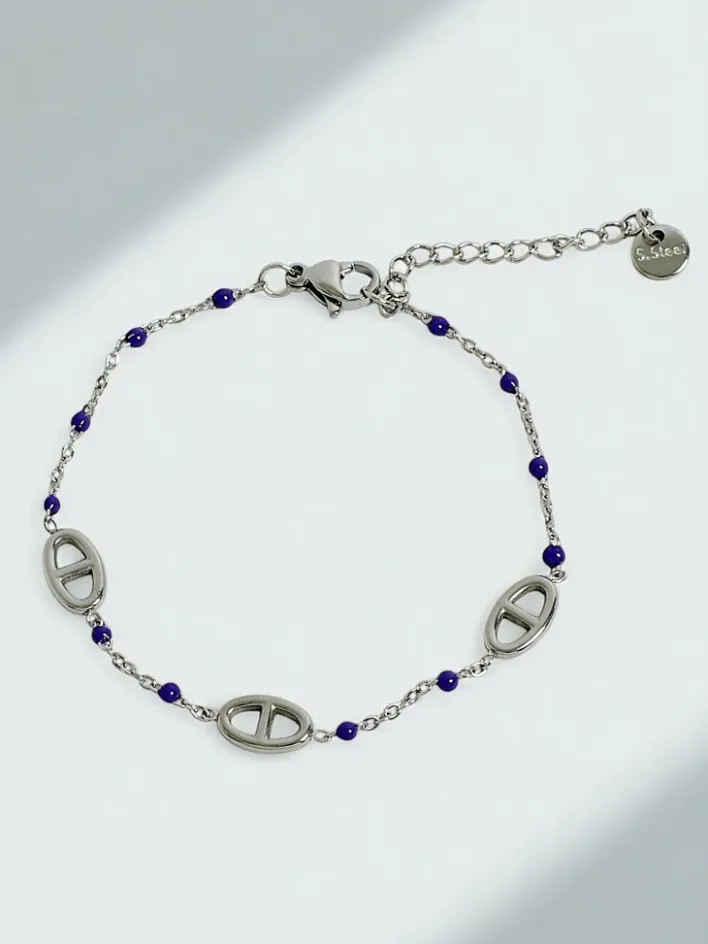 Biżuteria^Royalfashion Bransoletka Callista Argento – srebrna z koralikami i motywem greckim