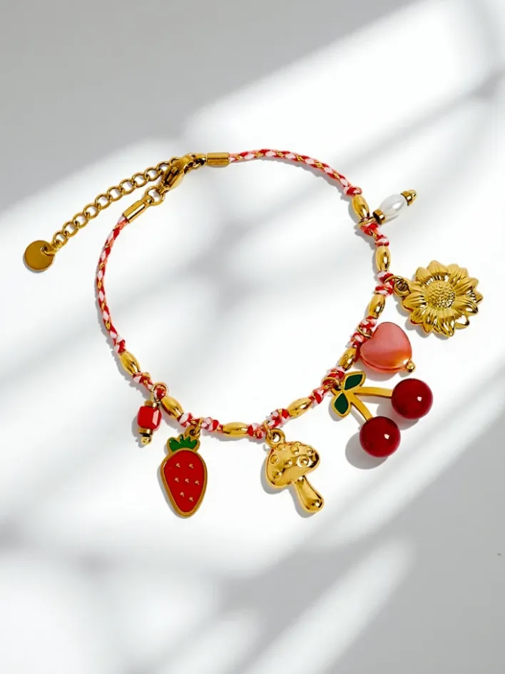 Biżuteria^Royalfashion Bransoletka Callista Charm z kolorowymi zawieszkami w stylu włoskim