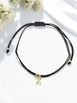 Biżuteria^Royalfashion Bransoletka damska z literką "K" czarny