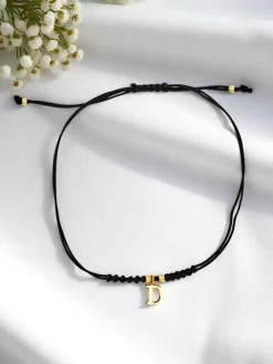 Biżuteria^Royalfashion Bransoletka damska z literką "D" czarny
