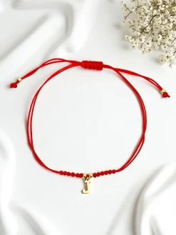 Biżuteria^Royalfashion Bransoletka damska z literką "J" czerwony