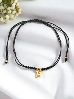 Biżuteria^Royalfashion Bransoletka damska z literką "B" czarny