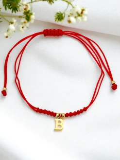 Biżuteria^Royalfashion Bransoletka damska z literką "B" czerwony