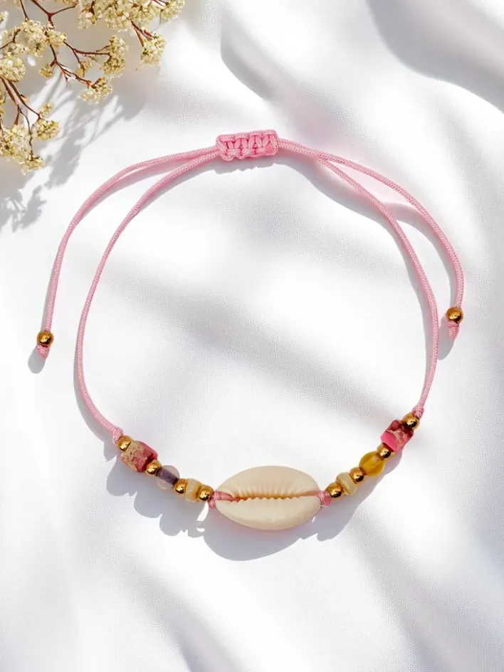 Biżuteria^Royalfashion Bransoletka damska z muszelką Oceania Grace Jasnoróżowy