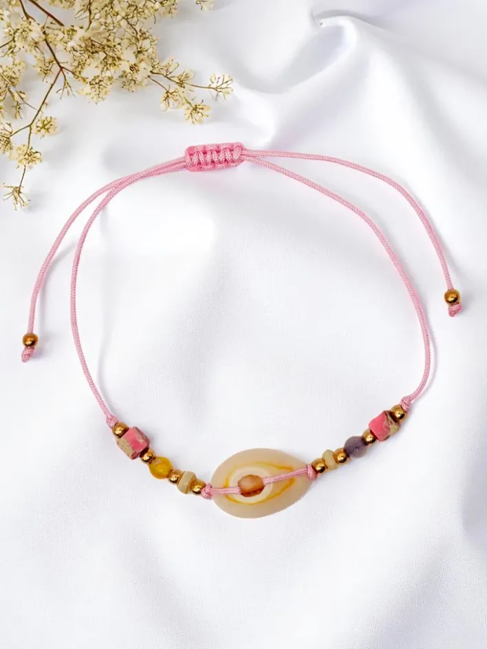 Biżuteria^Royalfashion Bransoletka damska z muszelką Oceania Grace Jasnoróżowy