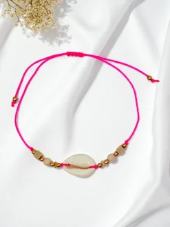 Biżuteria^Royalfashion Bransoletka damska z muszelką Oceania Grace Fuksjowy