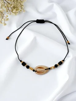 Biżuteria^Royalfashion Bransoletka damska z muszelką Oceania Grace czarny