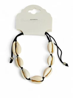 Biżuteria^Royalfashion Bransoletka damska z muszelkami i regulacją czarny