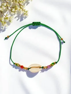 Biżuteria^Royalfashion Bransoletka damska z muszelką Oceania Grace zielony