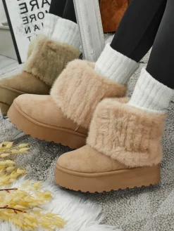 Śniegowce|Botki Na Platformie^Royalfashion Buty a'la śniegowce damskie z futerkiem Irelle beżowy