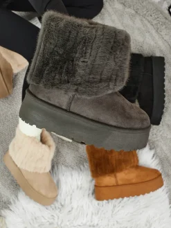 Śniegowce|Botki Na Platformie^Royalfashion Buty a'la śniegowce damskie z futerkiem Irelle szary