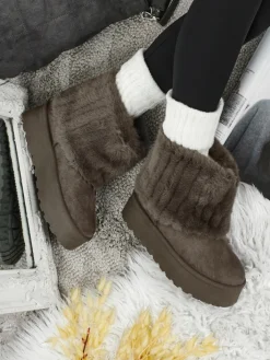 Śniegowce|Botki Na Platformie^Royalfashion Buty a'la śniegowce damskie z futerkiem Irelle szary