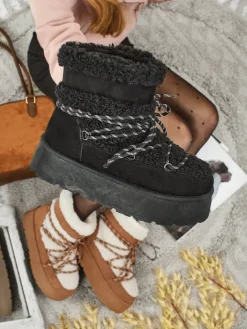 Śniegowce|Botki Na Platformie^Royalfashion Buty a'la śniegowce damskie Danira czarny