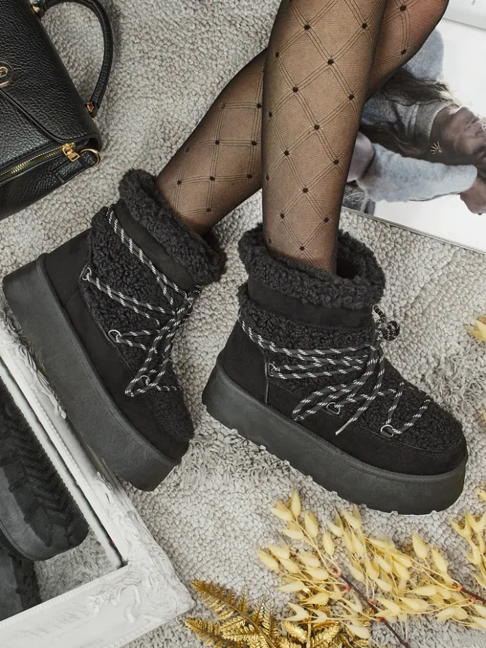 Śniegowce|Botki Na Platformie^Royalfashion Buty a'la śniegowce damskie Danira czarny