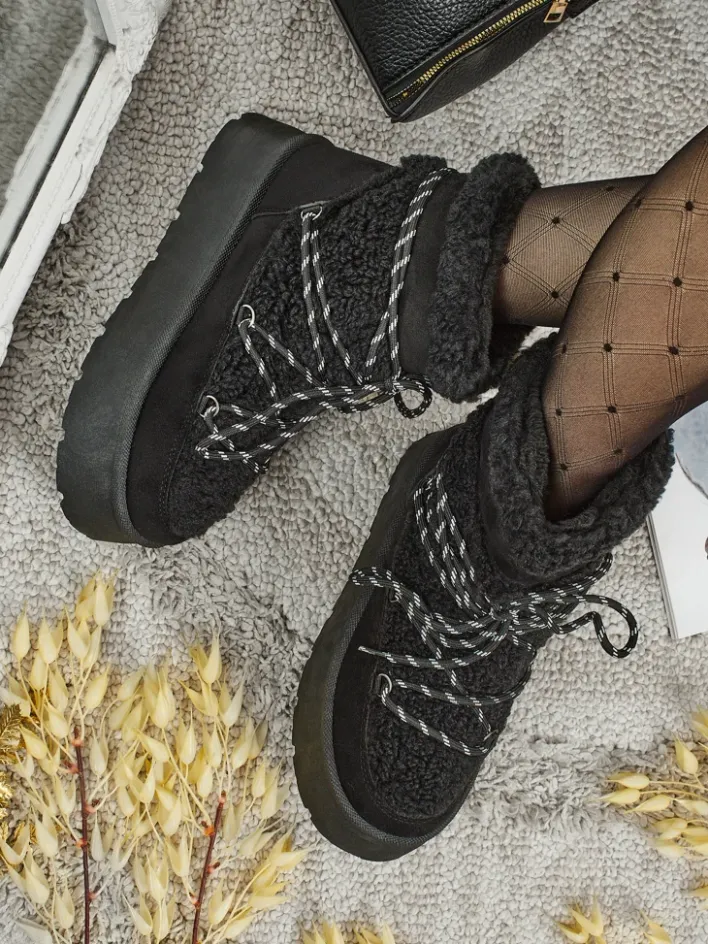 Śniegowce|Botki Na Platformie^Royalfashion Buty a'la śniegowce damskie Danira czarny