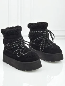 Śniegowce|Botki Na Platformie^Royalfashion Buty a'la śniegowce damskie Danira czarny