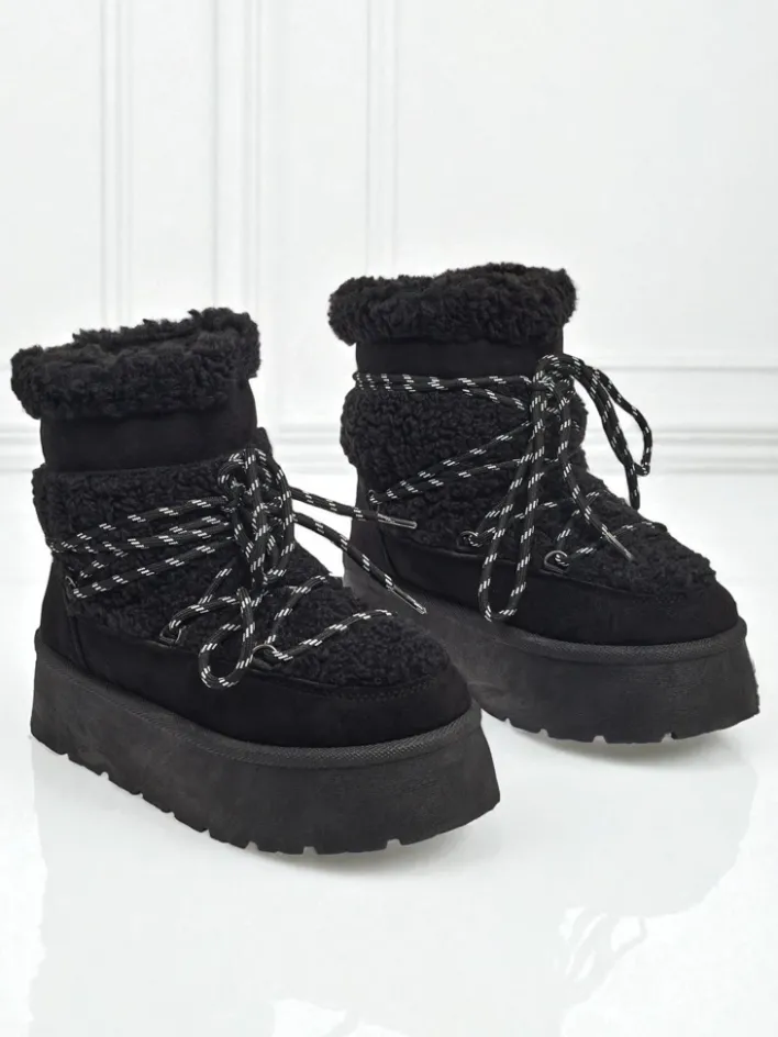 Śniegowce|Botki Na Platformie^Royalfashion Buty a'la śniegowce damskie Danira czarny
