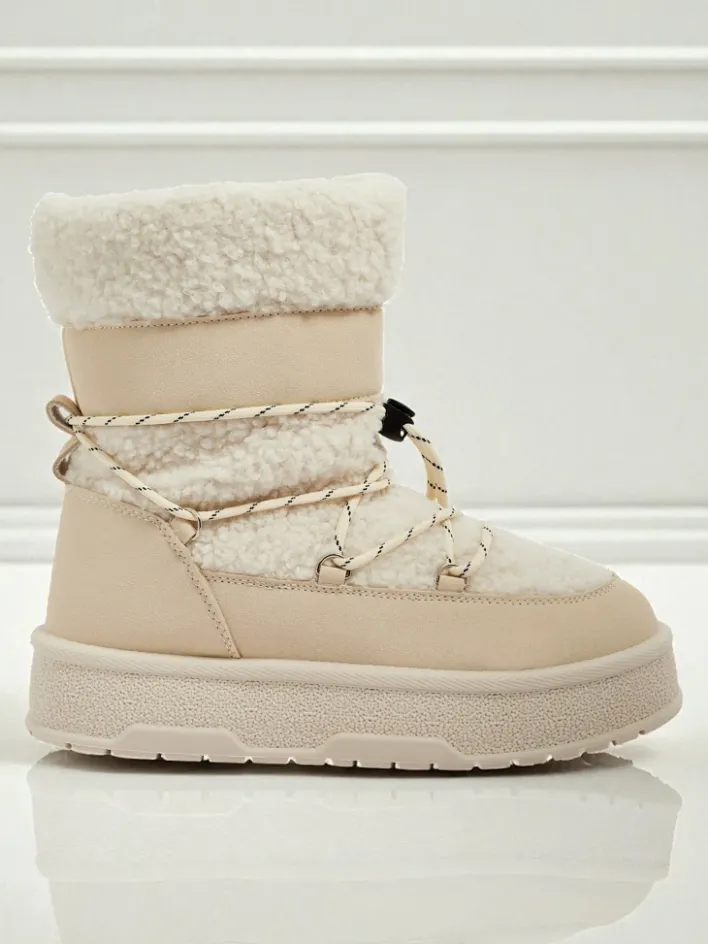 Śniegowce|Botki Na Platformie^Royalfashion Buty a'la śniegowce damskie Quill Haven krem