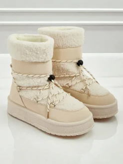 Śniegowce|Botki Na Platformie^Royalfashion Buty a'la śniegowce damskie Quill Haven krem