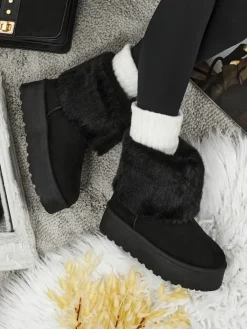 Śniegowce|Botki Na Platformie^Royalfashion Buty a'la śniegowce damskie z futerkiem Irelle czarny