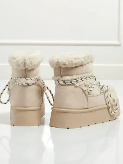 Śniegowce|Botki Na Platformie^Royalfashion Buty a'la śniegowce damskie Danira beżowy